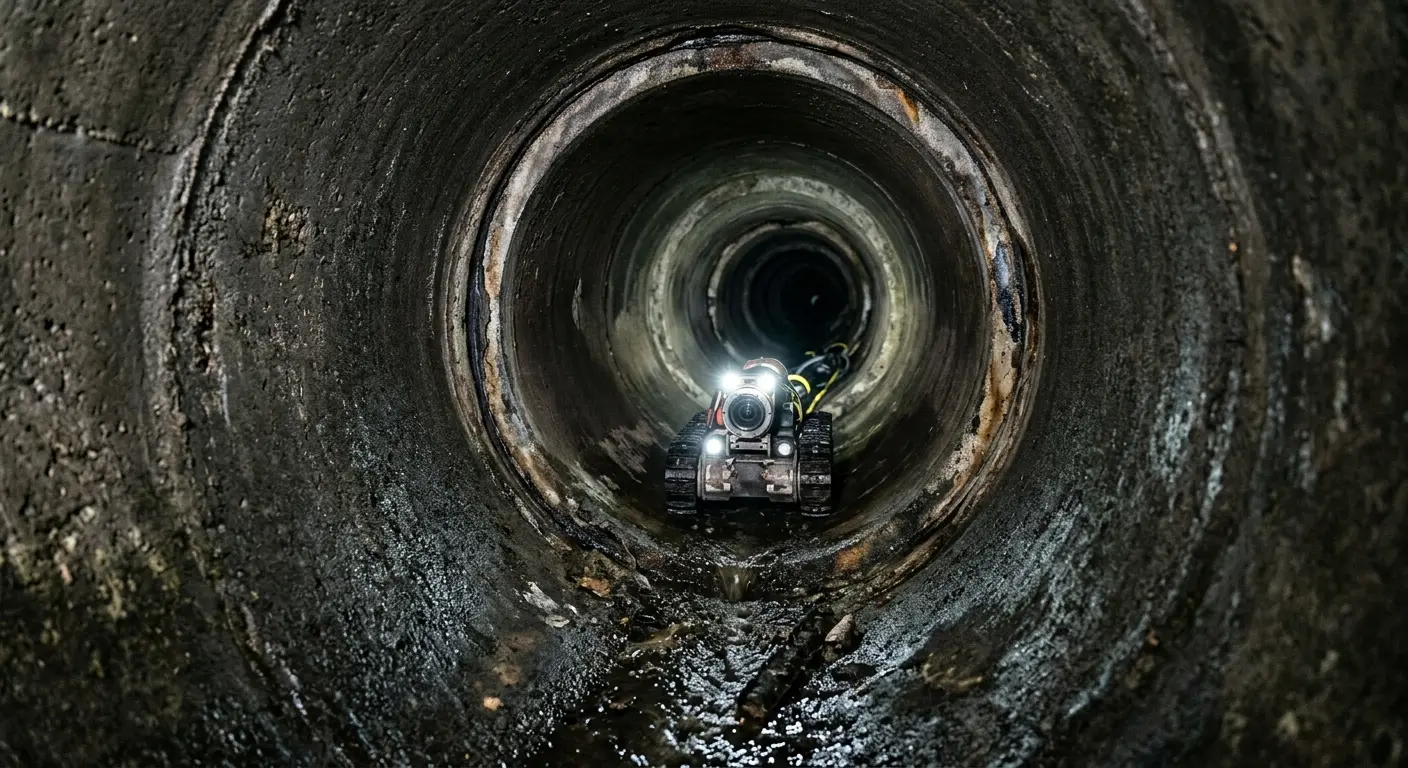 Robotic sewer camera inspecting pipe interior for Sewer Line Cleaning in Capitola